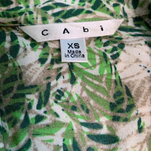 EUC Cabi Green Floral Leaf Faux Wrap Print Dress XS Style 208 - Picture 4 of 8